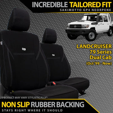 Razorback Seat Cover for Toyota Landcruiser 79 Series Dual CabGP4 Standard Neoprene 2x Front Seat Covers (Available) - Brixton 4x4 - Buy Online Now!